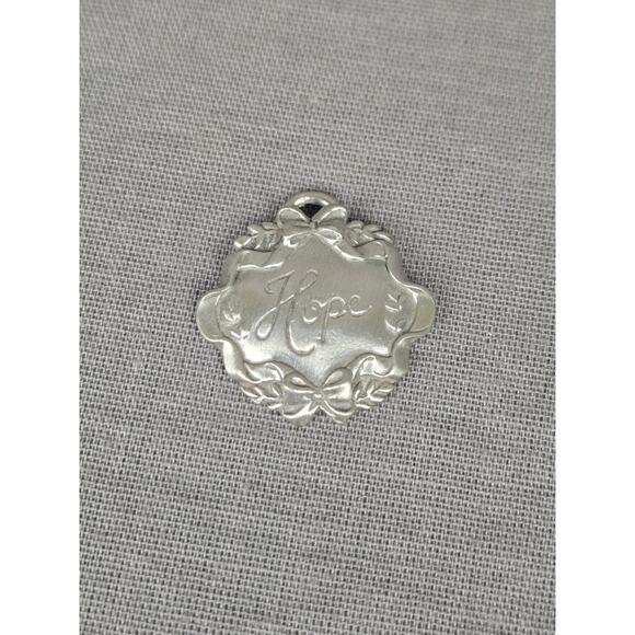 Longaberger Pewter 2001 Hope Tie-On ~ Basket Accessory - Picture 2 of 3